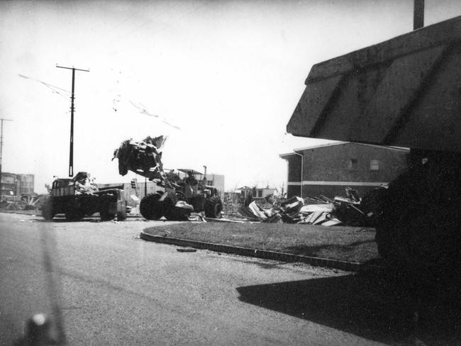 Cyclone Tracy caused major destruction to Darwin. Clean up operations pictured after Cyclone Tracy. Picture: Kerry Byrnes.