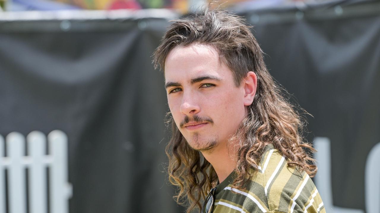 Callum King vying for best mullet at the VALO Adelaide 500. Picture: Brenton Edwards