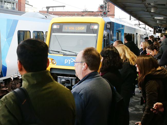 News .Trains and commuters leaving and arriving at Richmond Station in the morning . 8.20AM Wednesday .Picture Andrew Tauber