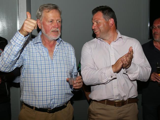 Orange, Shooters Fishers and Farmers Party candidate Philip Donato (right) was confident at a post-election function. Picture: Jonathan Ng