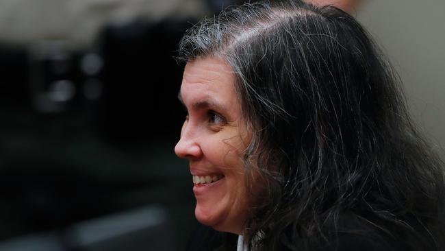 Louise Turpin reacts in court on Wednesday. Picture: Mike Balke/AFP