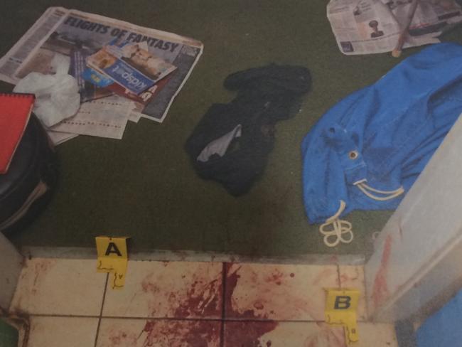 Blood at the scene of Michael Martin Senior’s alleged murder.