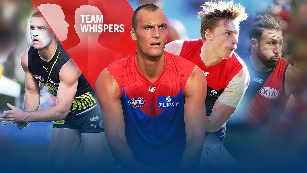 AFL Team Whispers for Round 4, including Jack Ross (Richmond), Melbourne dup Braydon Preuss and Charlie Spargo, plus Bomber Cale Hooker.