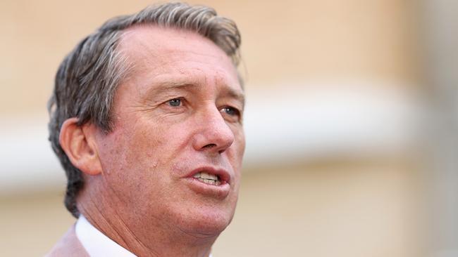 Glenn McGrath talks to media about the McGrath foundation during Jane McGrath Day. Picture: Getty Images)