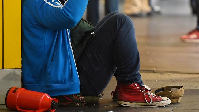 Beggars in Melbourne CBD. NO BYLINE