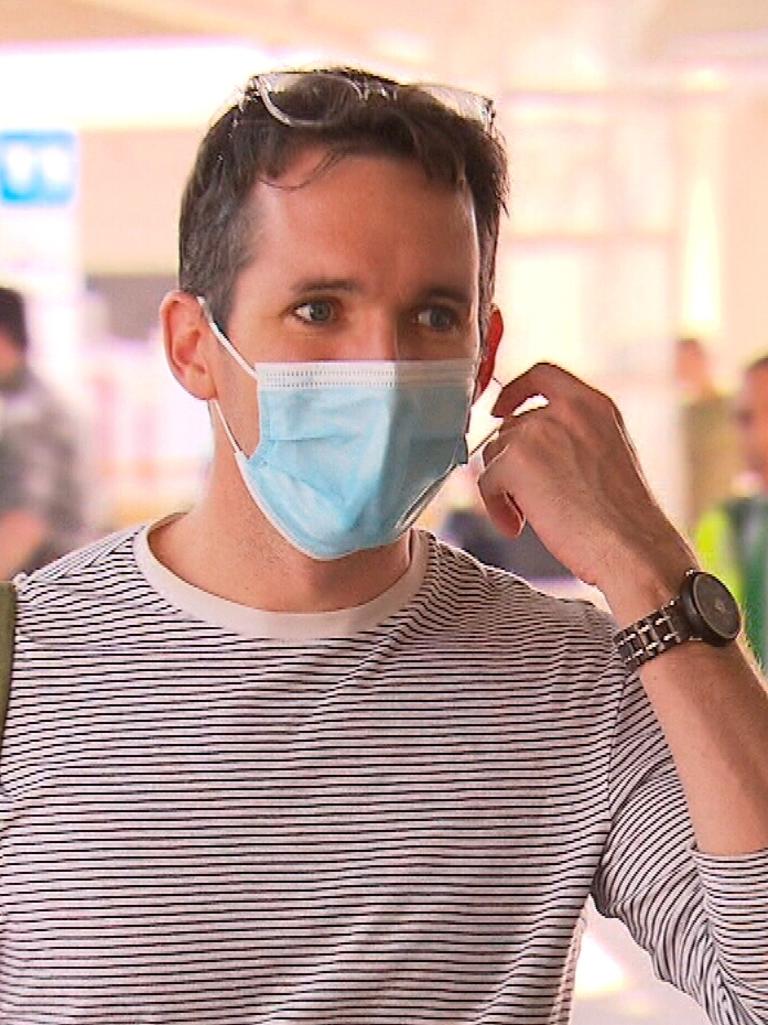 Australian journalist Bill Birtles pictured at Sydney Airport on Tuesday. Picture: 9News