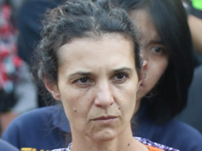 Sara Connor taking part in the police reconstruction on Kuta beach on August 31 Picture: Rizal Fanany