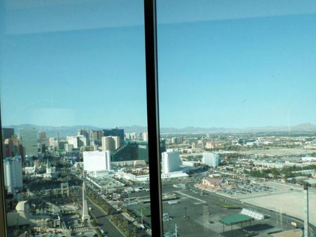 The view from inside Stephen Paddock’s hotel room. Picture: Supplied