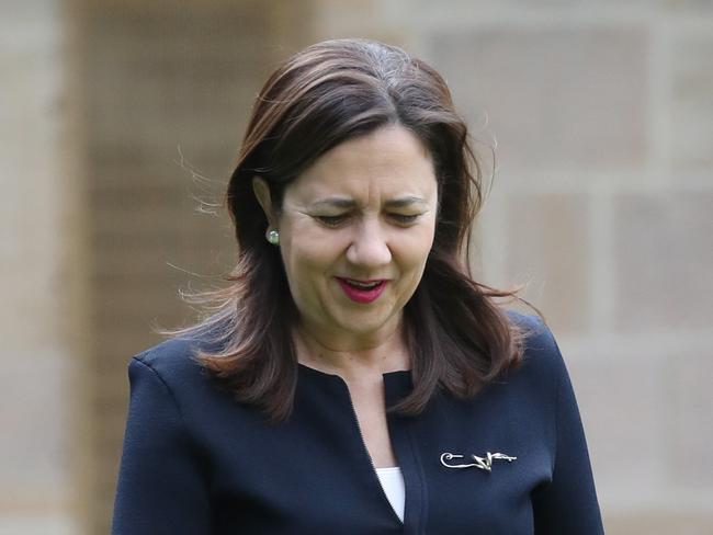 Premier Annastacia Palaszczuk, Steven Miles and Jeannette Young at Parliament.Pic Annette Dew