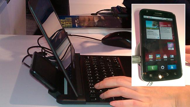 Motorola's Atrix docks into a netbook case and provides the computing power.