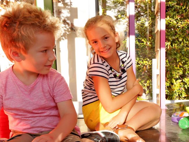 David Pontifex, pictured with Madison & Jack, has designed a cubby house for the Melbourne International Flower & Garden Show.