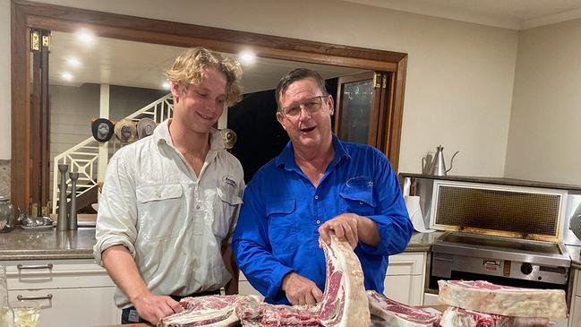 David and Blair Angus serve up the beef. Pictures: John Elliott