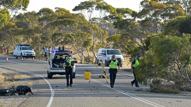 Police at the scene of the crash on Brinkley Rd. Picture: Tom Huntley