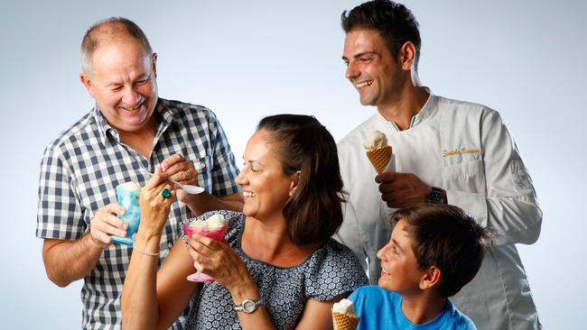 Our panel tastes all the supermarket tubs. From L-R The Advertiser Food Editor Simon Wilkinson, Mum Barb Thompson, 13-year-old Ben Dewhirst and chef Vincenzo Spatola.