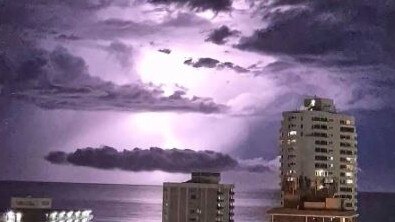 The lightning storm off the Gold Coast. Picture: Cassandra Brown