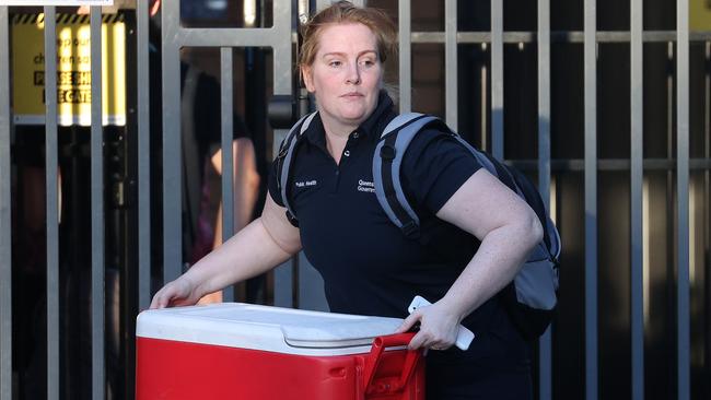 A Qld Health worker at Milestones Early Learning Centre, Keperra. Picture: Liam Kidston