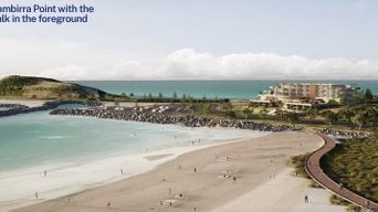 The state government has been pushing ahead with Coffs Harbour Jetty Foreshores plans. Pictured is an artist impression.