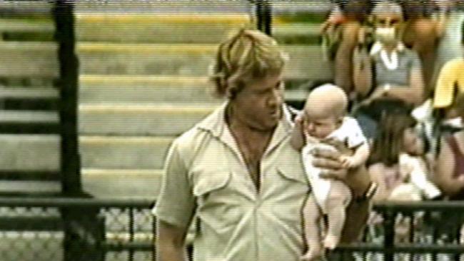 Steve Irwin with his son Robert in 2004. Picture: Supplied / Channel 7 / Irwin family