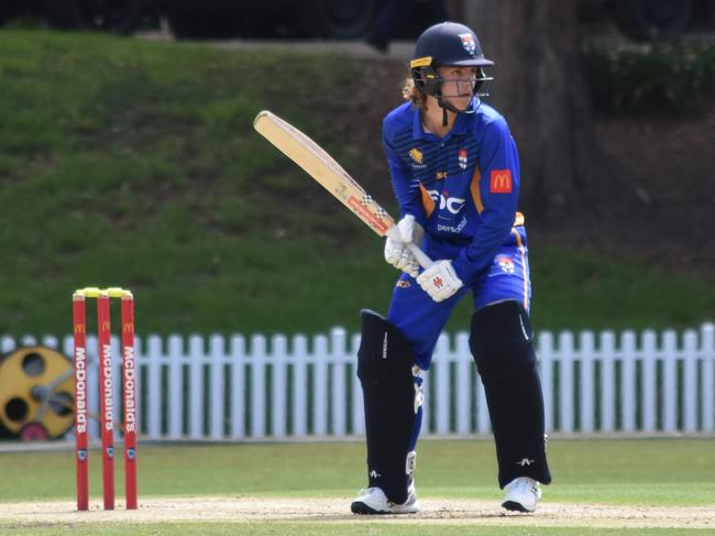 Sydney Uni’s Archie O'Hara shapes up during his big ton on University No.1. Picture: Sean Teuma