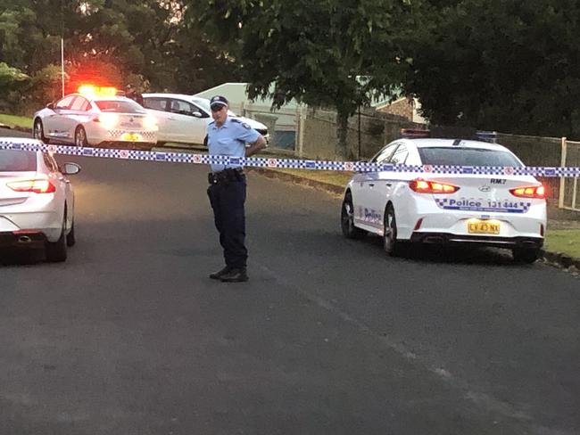 Police cordon off a a street in Goonellabah at the site of an alleged stabbing.