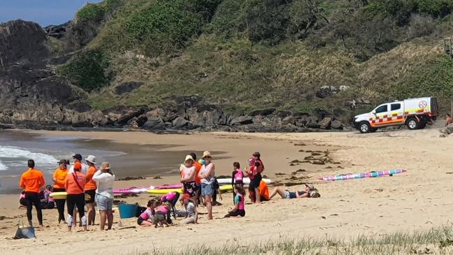 A man was pulled from the water unconscious at the southern end of Sawtell Beach on September 28. Picture: Frank Redward.