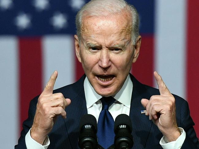 TOPSHOT - US President Joe Biden speaks during a commemoration of the 100th anniversary of the Tulsa Race Massacre at the Greenwood Cultural Center in Tulsa, Oklahoma, on June 1, 2021. - US President Joe Biden traveled Tuesday to Oklahoma to honor the victims of a 1921 racial massacre in the city of Tulsa, where African American residents are hoping he will hear their call for financial reparations 100 years on. (Photo by MANDEL NGAN / AFP)