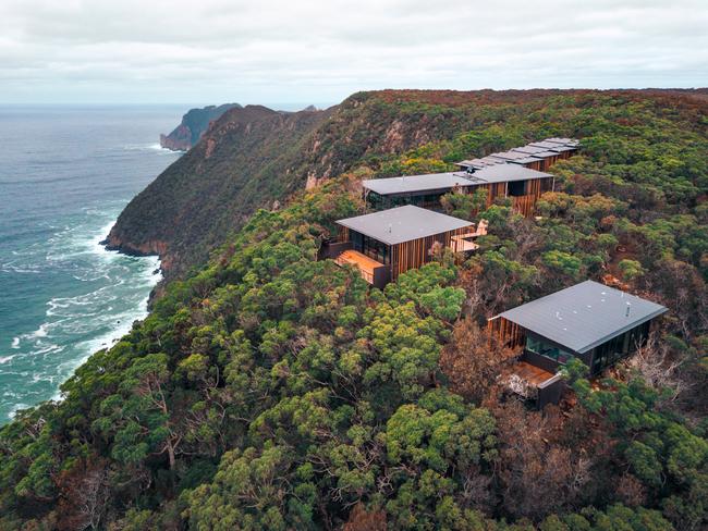 SUNDAY ESCAPE. NEW WALKS AROUND THE WORLD. Spend two nights at Cape Pillar Lodge during the Three Capes Lodge Walk. Picture: Tasmania Walking Company