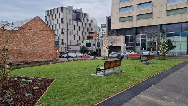 The site of the former Corkman Hotel is now a temporary park for City of Melbourne residents. The developers were required to build it as part of their punishment for illegally demolishing the historic building.