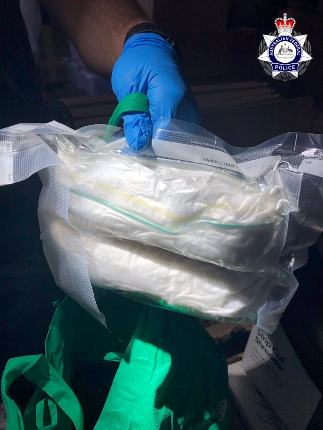 Officers also found commercial quantities of cocaine and methamphetamine. Picture: AFP