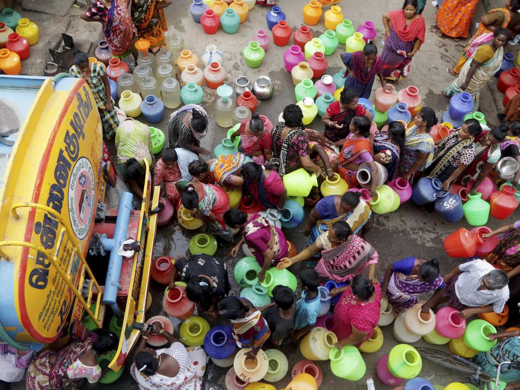 Trucks have brought in water for residents, with wealthier citizens hiring their own tankers. Picture: AP