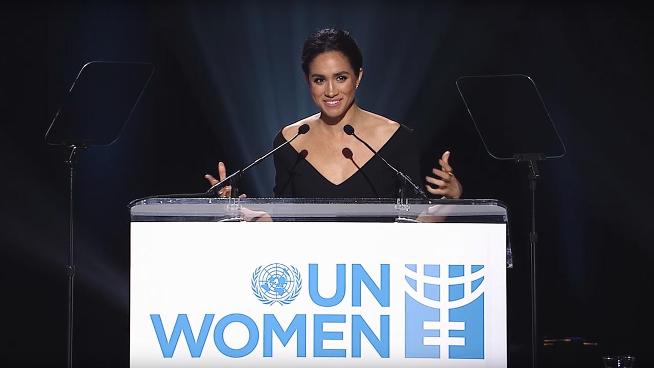 Meghan Markle addressed women at the United Nations in 2015. Picture: Supplied