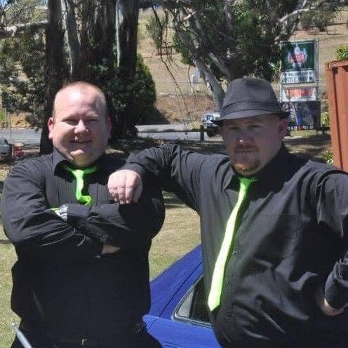 Tributes are flowing for much-loved Brighton, Hobart man Nathan 'Noofa' Phillips, 39 (left), who lost his battle with cancer last week. Pictured here with his brotther Damien Phillips. Picture: Facebook