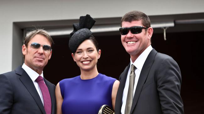 James and Erica Packer with Shane Warne.