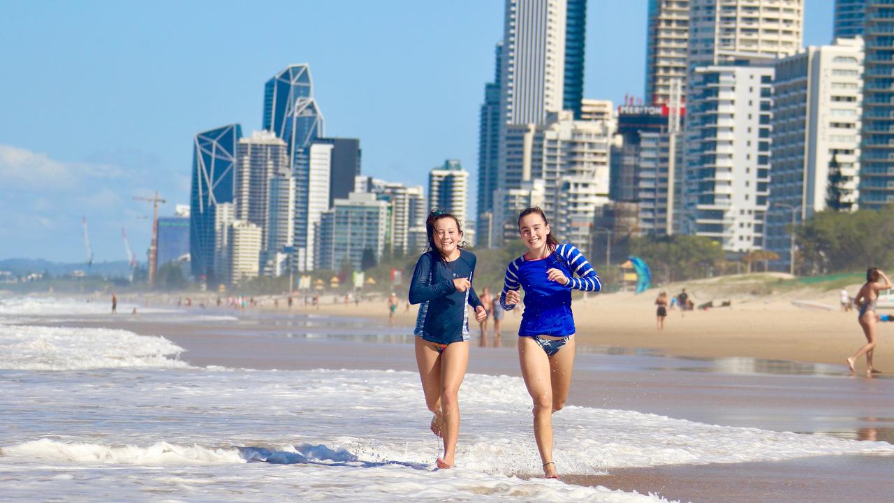 Locals Lila and Jess Jolly at Surfers Paradise. Picture Jenny Masters