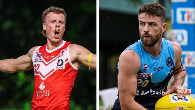 Ricky Monti for Waratah and Callum Hutcheson for the Darwin Buffaloes in the 2024-25 NTFL season.