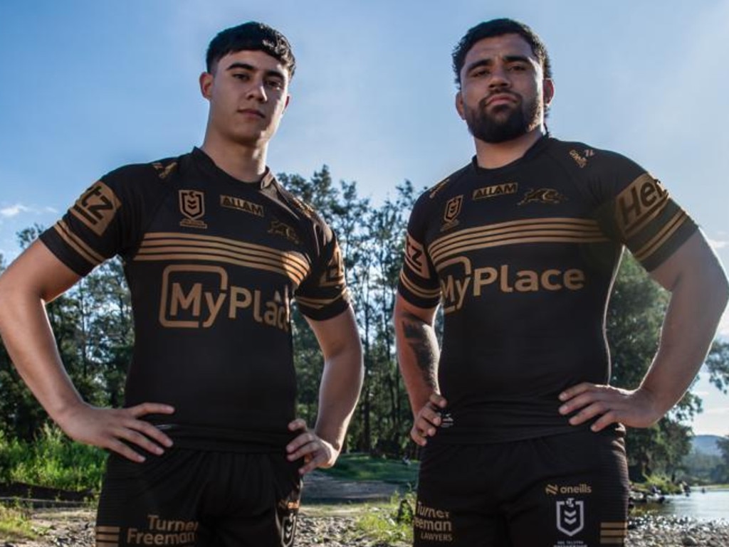 Penrith's new recruits Blaize Talagi and Isaiah Papali'i. Picture: Panthers