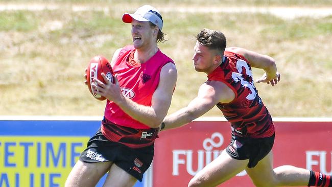 Aaron Francis has returned to Essendon training after taking time away from the club. Picture: Jason Edwards