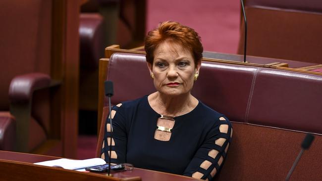 The clash occurred after an ­article was published by News Corp about Senator Hanson dismissing claims she sexually harassed Senator Burston. Picture: AAP