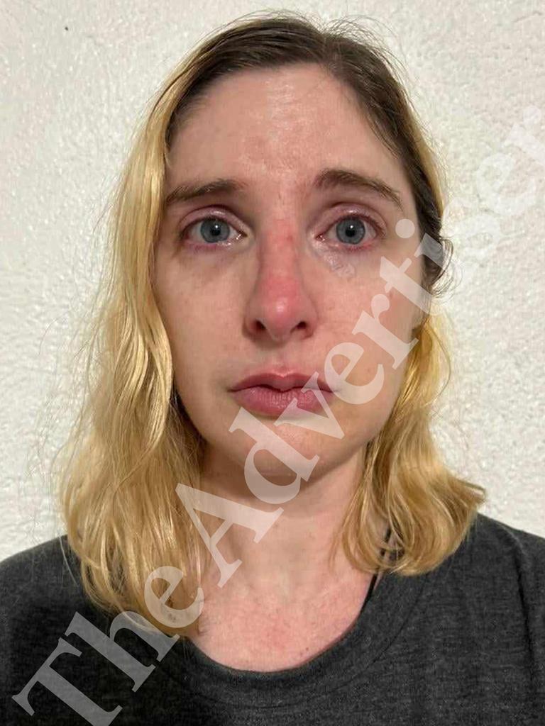 Lisa Lines’ mugshot taken after her arrest in the tiny Pacific Island nation of Palau. Picture: Supplied