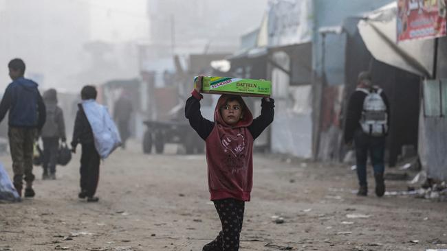 A Palestinian girl in Khan Yunis in the northern Gaza Strip. Sinwar tried revelled in the growing international pressure on Israel brought about by Palestinian civilians’ suffering. Picture: AFP