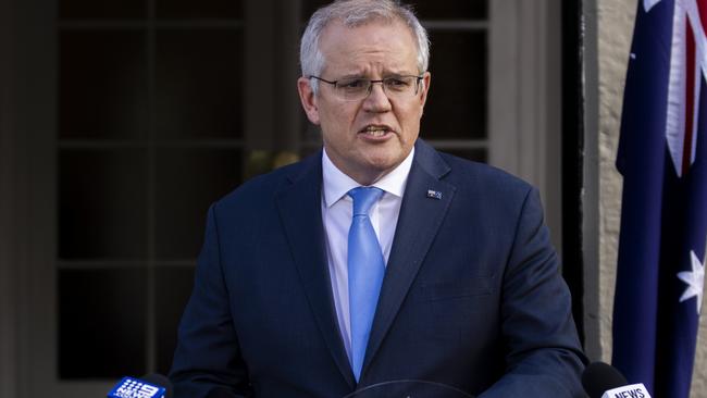 Australian Prime Minister Scott Morrison appears to be playing favourites with the states for Covid support funds, writes Susie O’Brien. Picture: Jenny Evans/Getty Images.