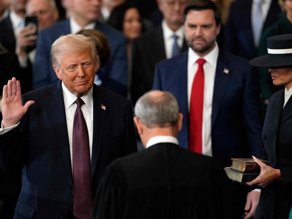 Donald Trump is sworn in as the 47th US President in the US Capitol Rotunda in Washington, DC. Picture: AFP