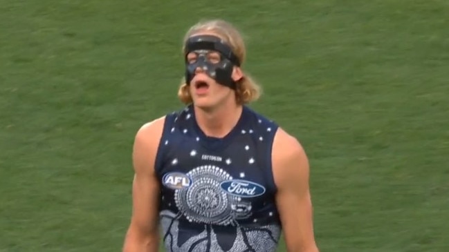 Sam De Koning was channelling NBA stars with his face mask.