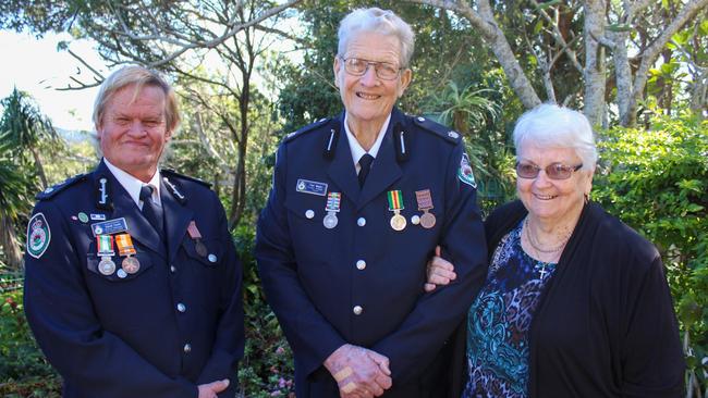 Superintendent David Cook with Cudgen brigade member Tom Maye and his wife Carmel Maye. Photo: Contributed