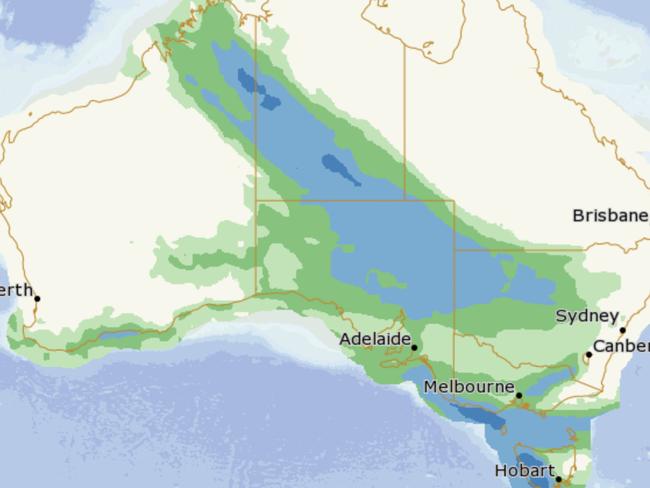 The chance of rain across Australia on Tuesday. Picture: BOM.