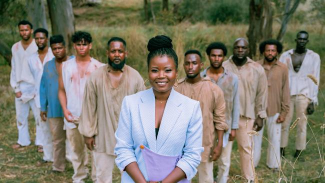 Our African Roots co-producer and host Santilla Chingaipe with the cast of the documentary. Picture: SBS