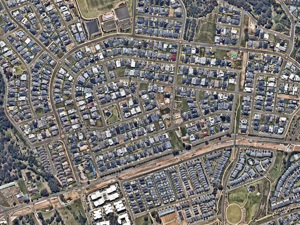 Backyards are few and far between in many subdivisions in Western Sydney. Picture: Nearmap