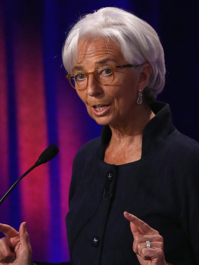 Number Six ... IMF chief Christine Lagarde speaks at The Institute for New Economic Thinking’s Finance and Society conference. Picture: Mark Wilson/Getty Images/AFP