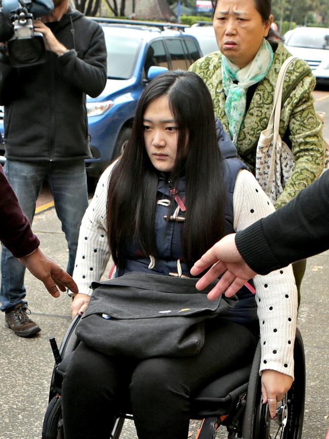 Ms Jiang arrives at Glebe Coroners Court yesterday. Picture: Stephen Cooper