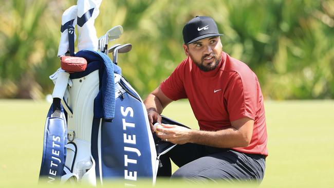 BRADENTON, FLORIDA - FEBRUARY 28: Jason Day of Australia looks on from the putting green during the final round of World Golf Championships-Workday Championship at The Concession on February 28, 2021 in Bradenton, Florida.   Mike Ehrmann/Getty Images/AFP == FOR NEWSPAPERS, INTERNET, TELCOS & TELEVISION USE ONLY ==